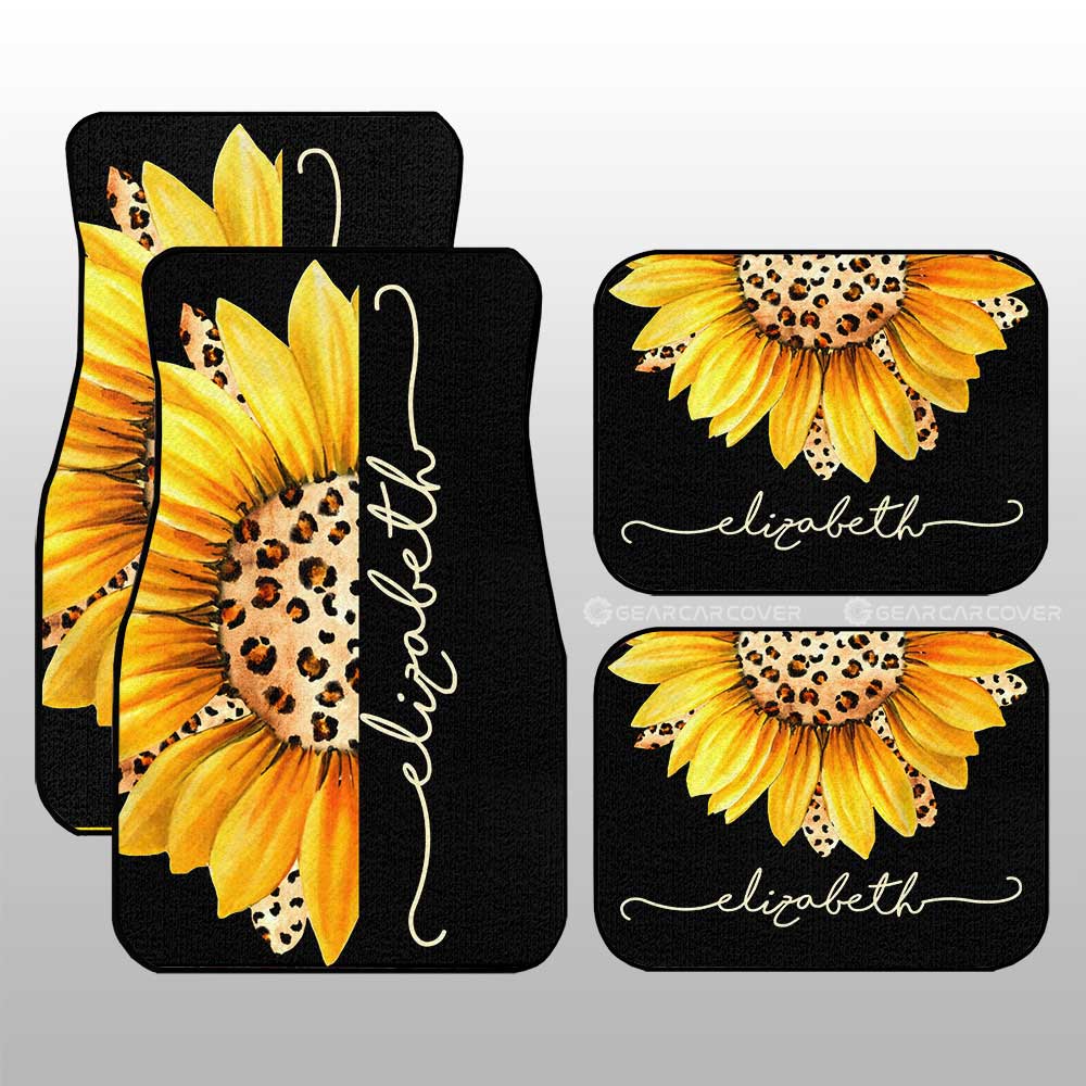 Sunflower Car Floor Mats Custom Personalized Name Car Accessories - Gearcarcover - 3