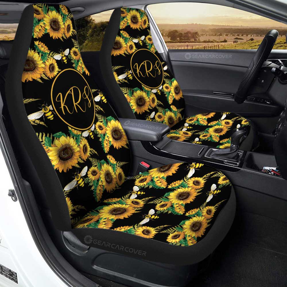 Sunflower Car Seat Covers Custom Personalized Name Car Accessories - Gearcarcover - 3