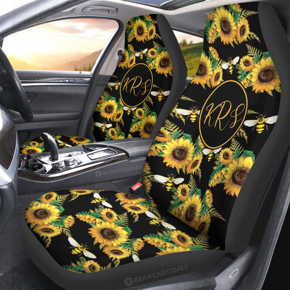 Sunflower Car Seat Covers Custom Personalized Name Car Accessories - Gearcarcover - 4
