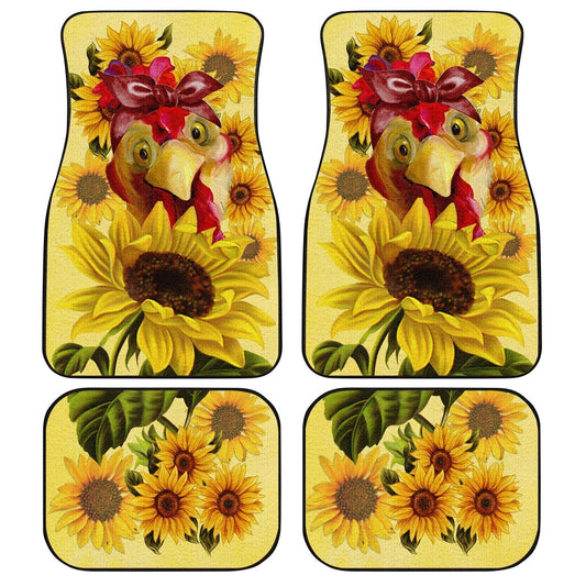 Sunflower Chicken Car Floor Mats Custom Farm Animal Car Accessories - Gearcarcover - 1