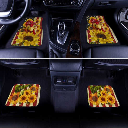 Sunflower Chicken Car Floor Mats Custom US Flag Farm Animal Car Accessories - Gearcarcover - 2