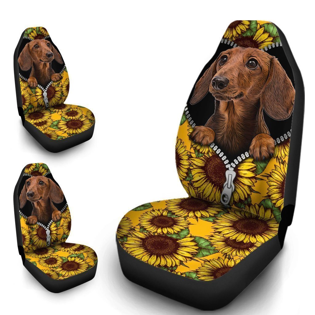 Sunflower Dachshund Car Seat Covers Custom Car Accessories - Gearcarcover - 3