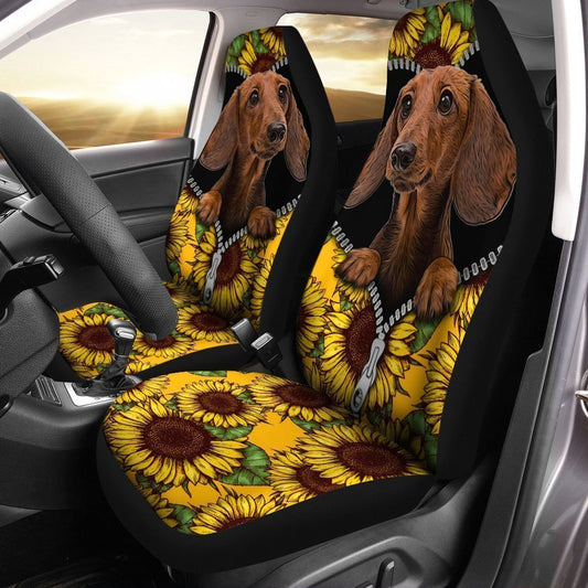 Sunflower Dachshund Car Seat Covers Custom Car Accessories - Gearcarcover - 1