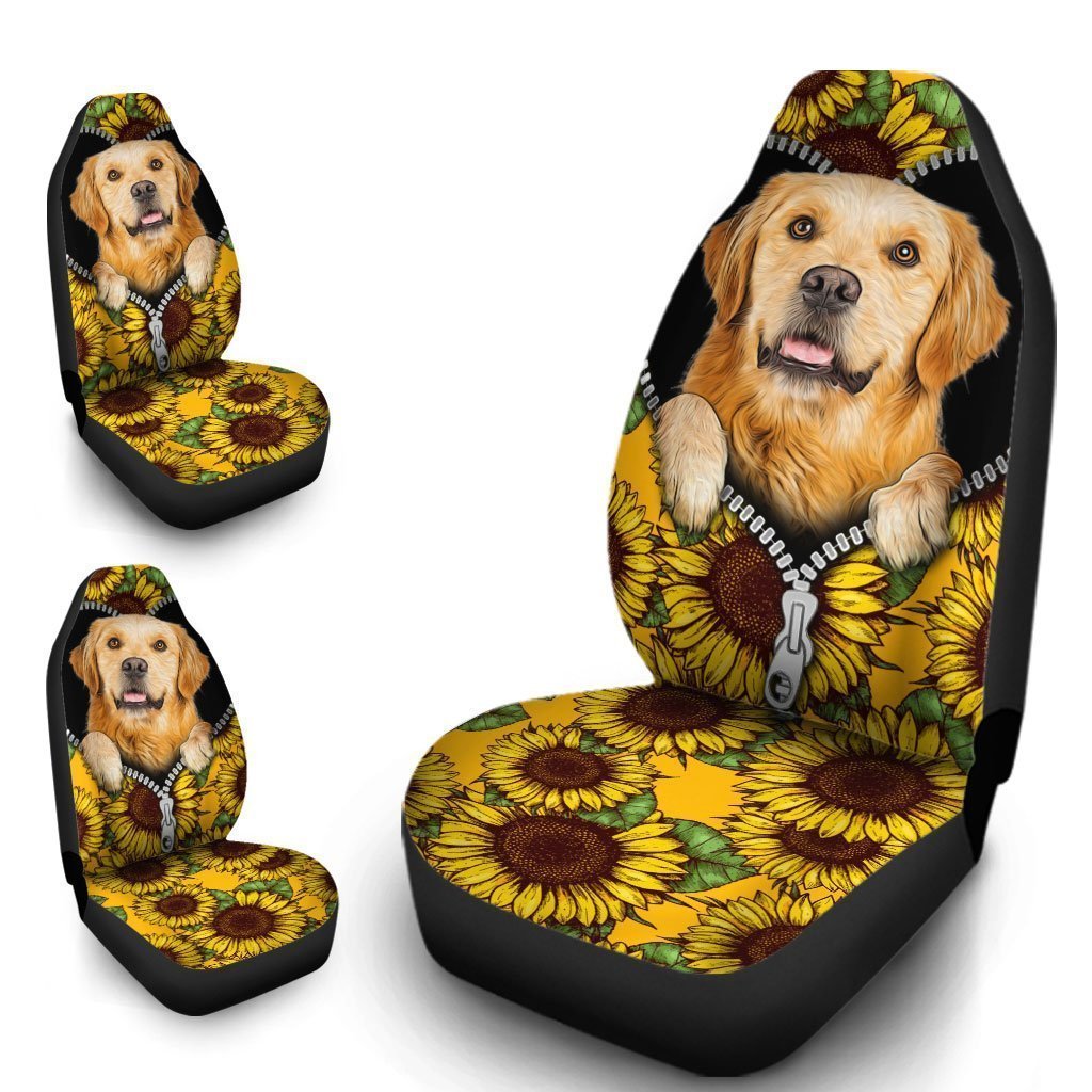 Sunflower Golden Retriever Car Seat Covers Custom Gift Idea For Golden Retriever Owners - Gearcarcover - 4