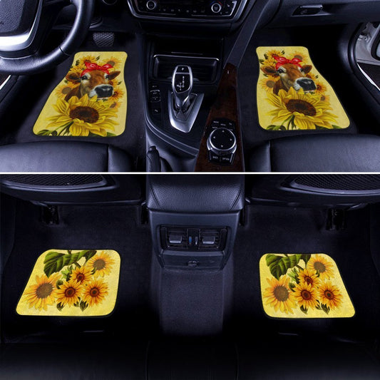 Sunflower Heifer Car Floor Mats Custom Animal Farm Car Accessories - Gearcarcover - 2