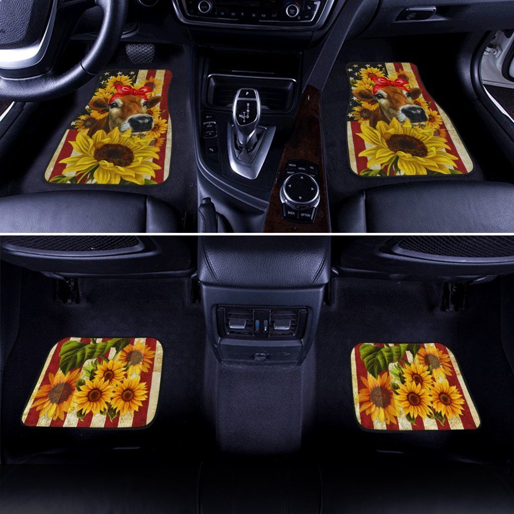Sunflower Heifer Car Floor Mats Custom US Flag Car Accessories - Gearcarcover - 2