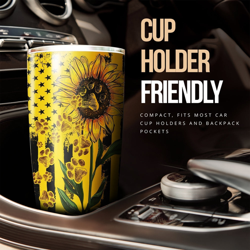 Sunflower Paws Tumbler Cup Stainless Steel Custom For Dog Lovers - Gearcarcover - 2