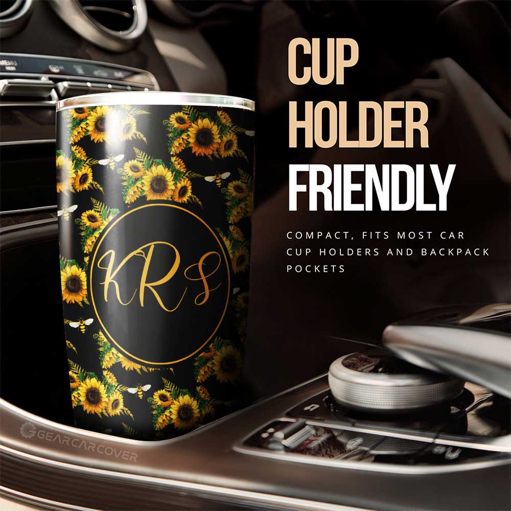 Sunflower Tumbler Cup Custom Personalized Name Car Interior Accessories - Gearcarcover - 2