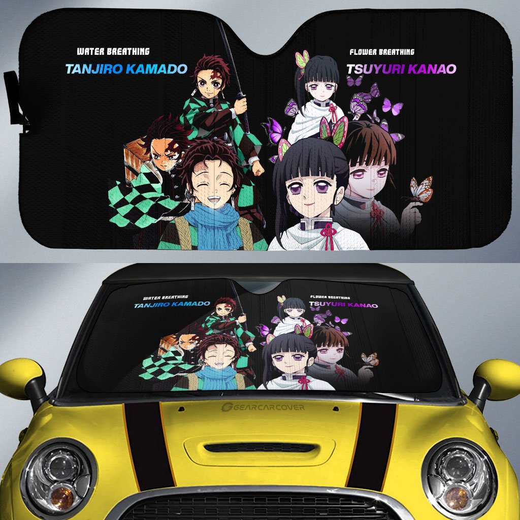 Tanjiro And Kanao Car Sunshade Custom Demon Slayer Anime