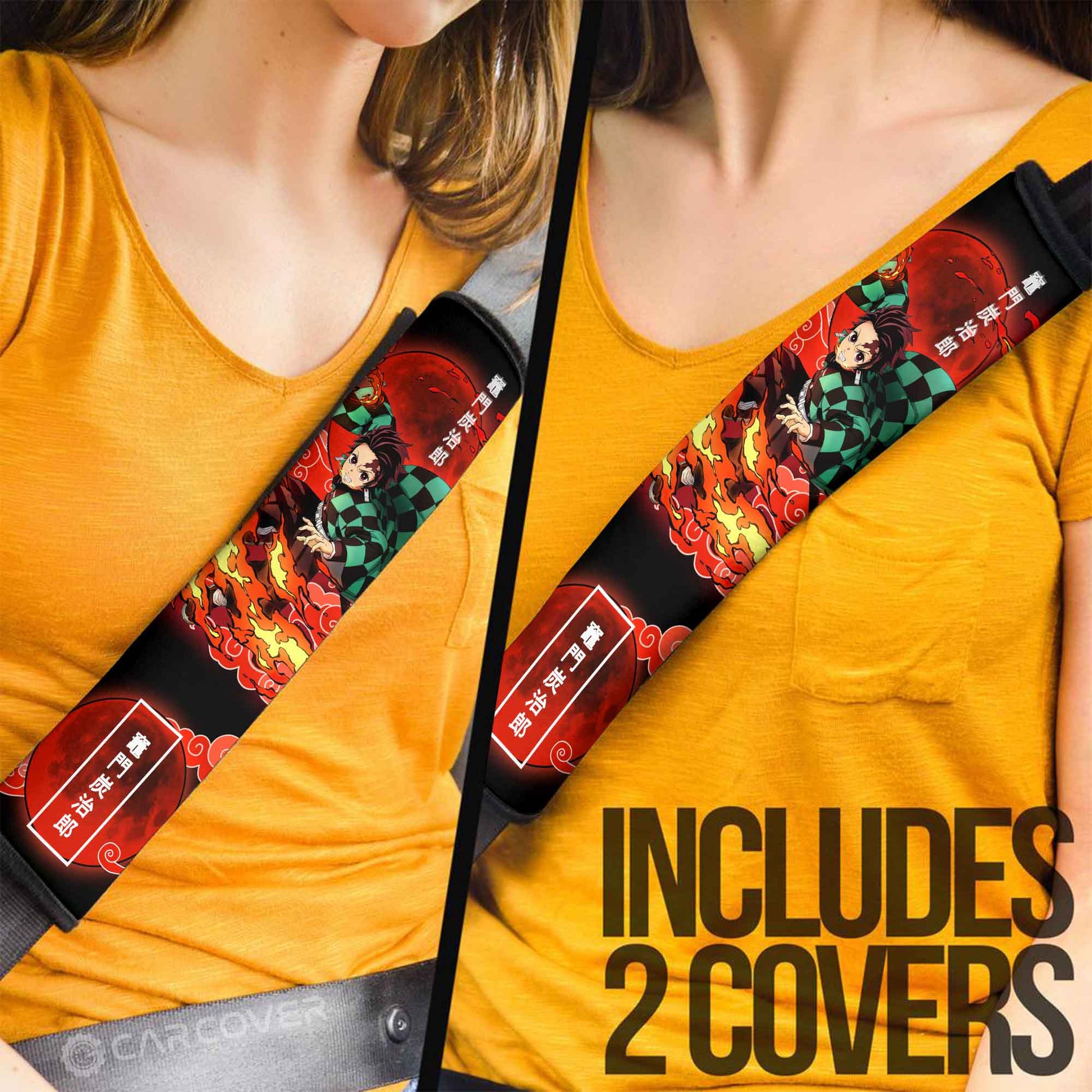 Tanjiro Sun Breathing Seat Belt Covers Custom Demon Slayer Anime Car Accessories - Gearcarcover - 2
