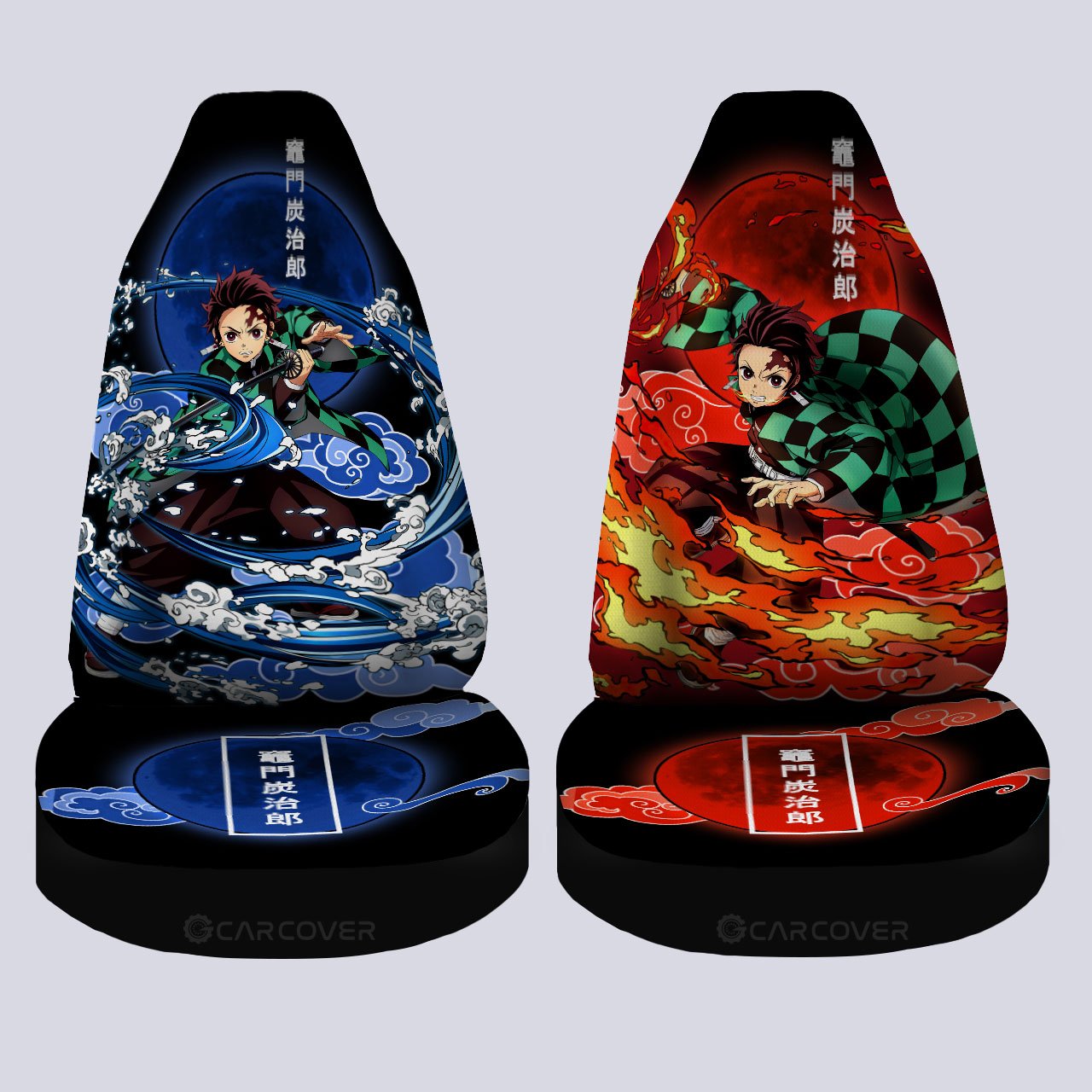 Tanjiro Water And Sun Breathing Skill Car Seat Covers Custom Anime Demon Slayer Car Accessories - Gearcarcover - 4