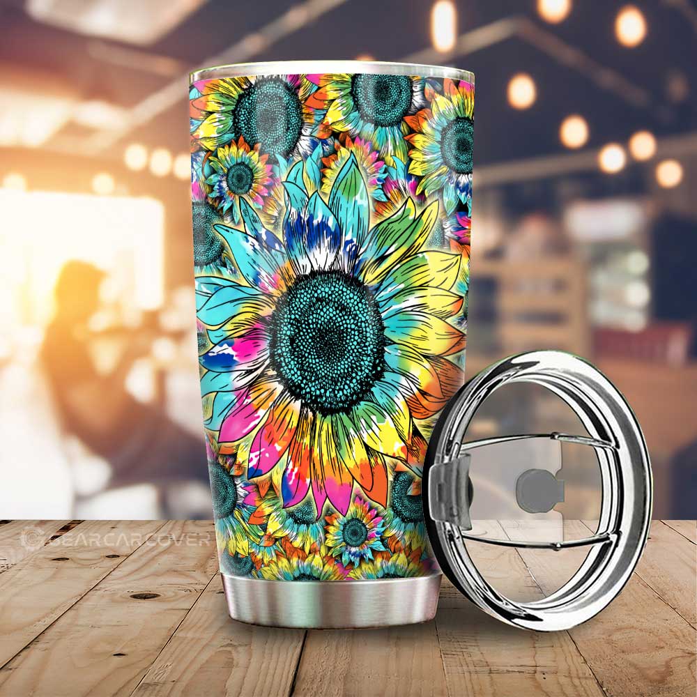 Tie Dye Sunflower Tumbler Cup Custom Car Decoration - Gearcarcover - 1
