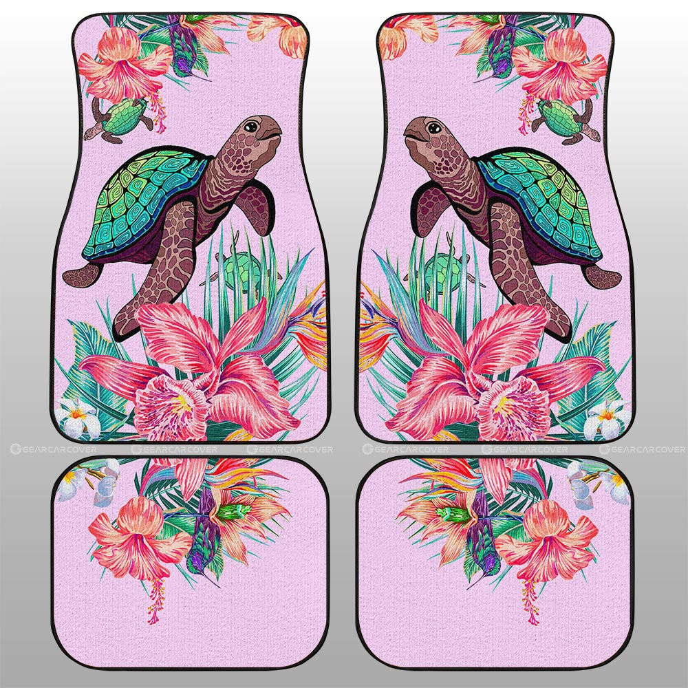 Turtle Car Floor Mats Custom Beautiful Flower Car Accessories - Gearcarcover - 2
