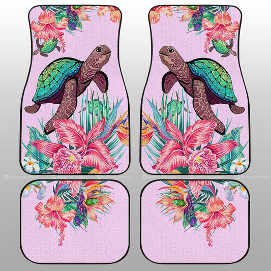 Turtle Car Floor Mats Custom Beautiful Flower Car Accessories - Gearcarcover - 2