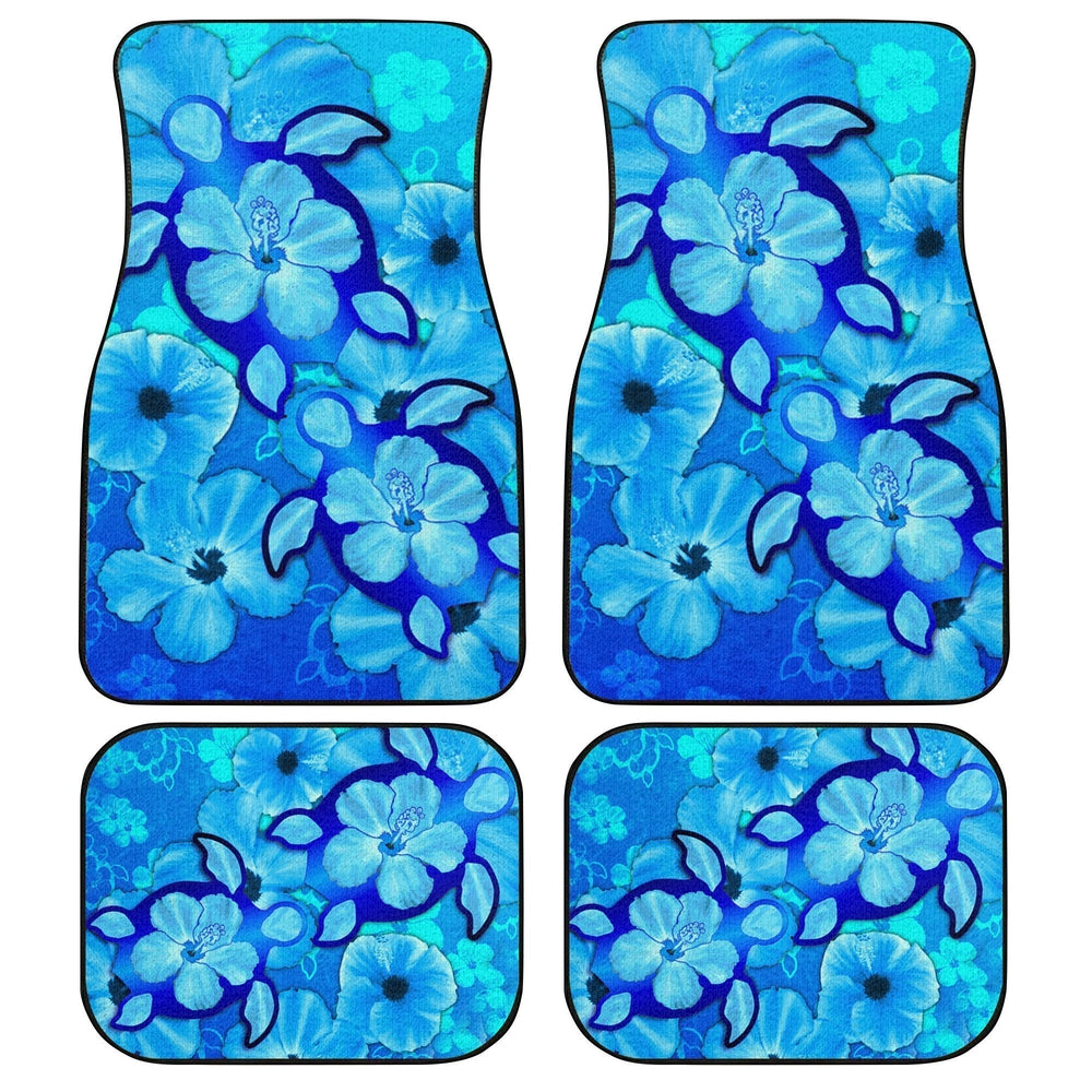 Turtle Hibiscus Car Floor Mats Custom Blue Car Accessories - Gearcarcover - 1