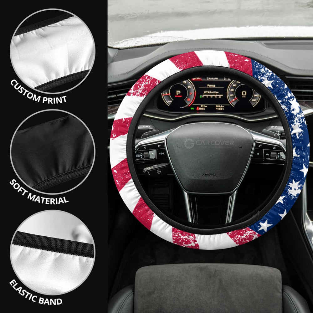 US Flag Steering Wheel Covers Custom American Flag Car Accessories - Gearcarcover - 3