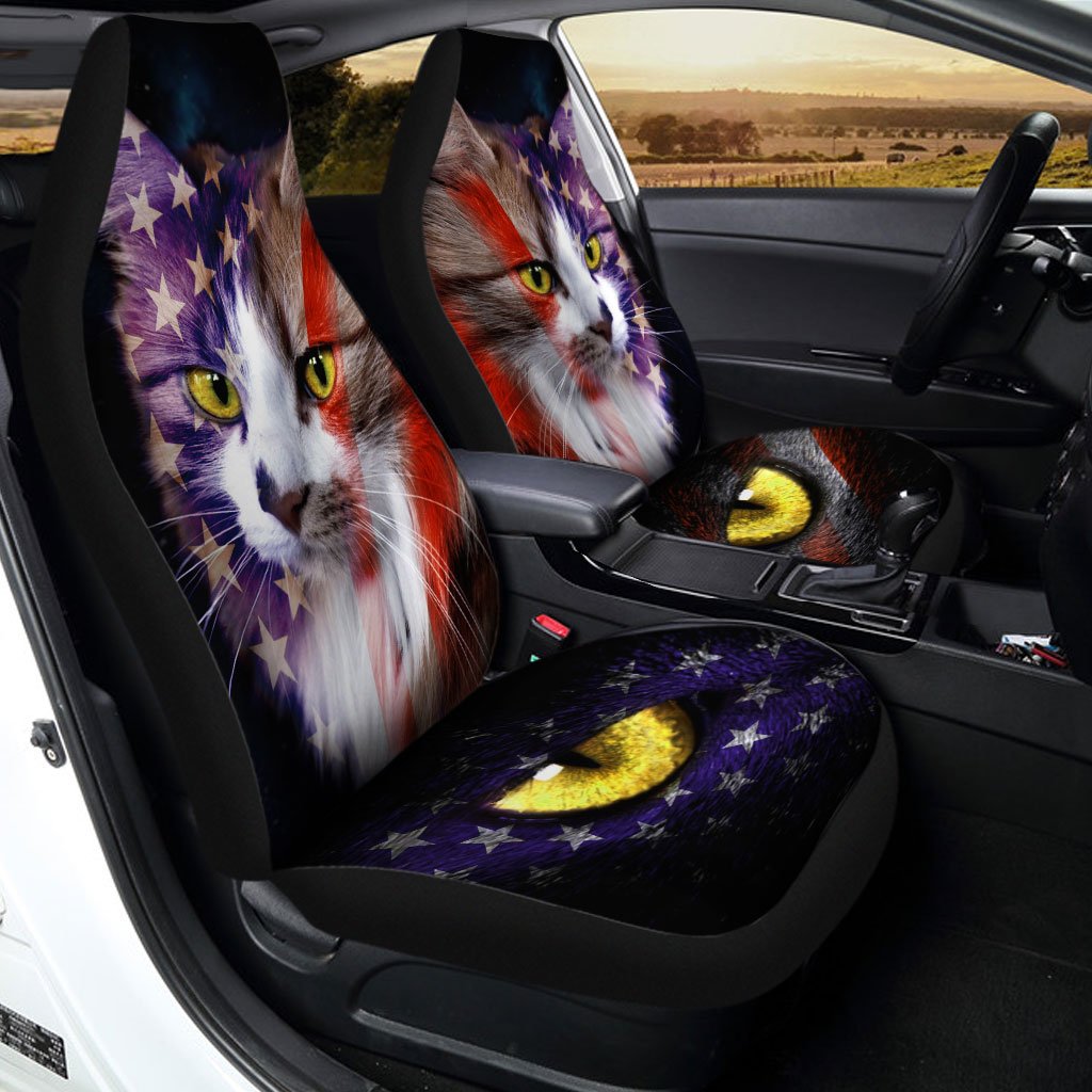 USA Flag Cat Car Seat Covers Custom American Flag Car Accessories - Gearcarcover - 3