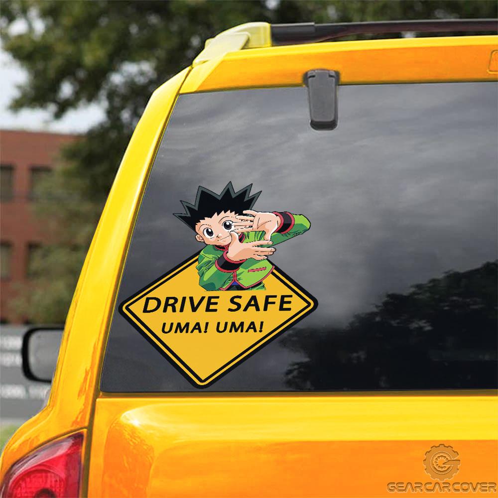 Uma Uma Gon Freecss Warning Car Sticker Custom Hunter x Hunter Anime Car Accessories - Gearcarcover - 3