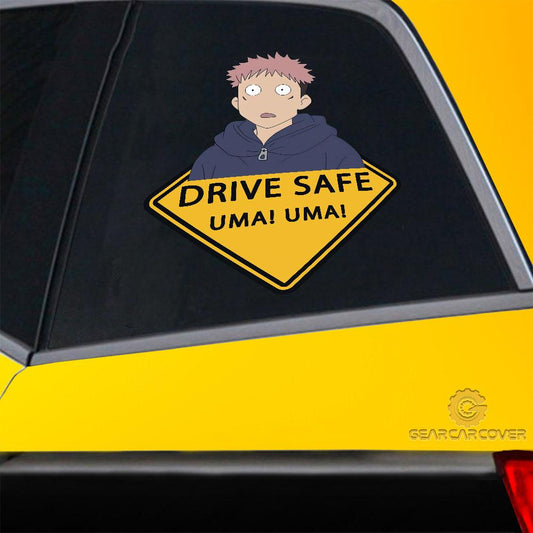 Uma Uma Yuji Itadori Warning Car Sticker Custom Jujutsu Kaisen Anime Car Accessories - Gearcarcover - 2