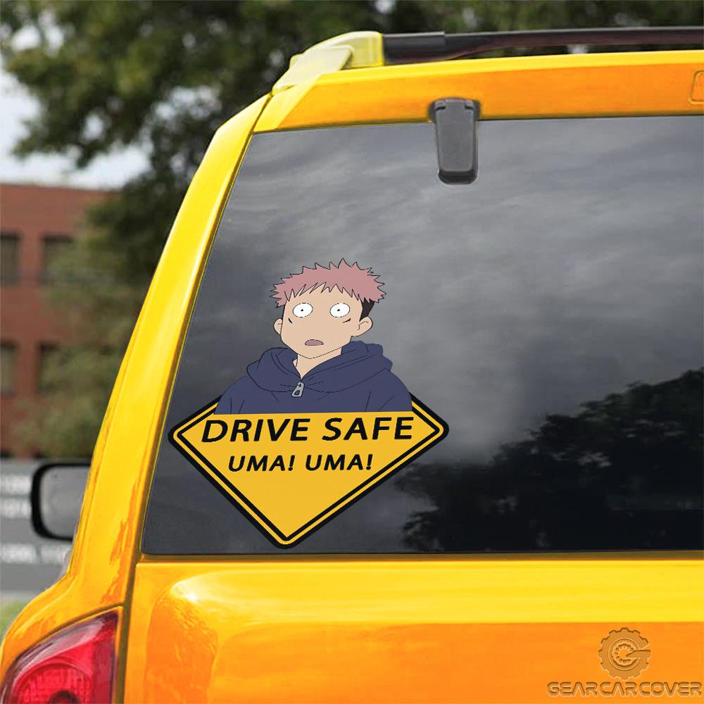Uma Uma Yuji Itadori Warning Car Sticker Custom Jujutsu Kaisen Anime Car Accessories - Gearcarcover - 3