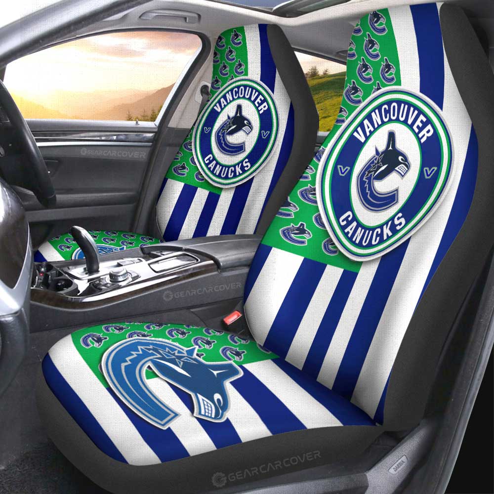 Vancouver Canucks Car Seat Covers Custom US Flag Style - Gearcarcover - 2