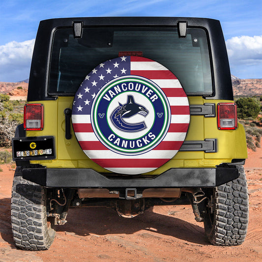 Vancouver Canucks Spare Tire Covers Custom US Flag Style - Gearcarcover - 2