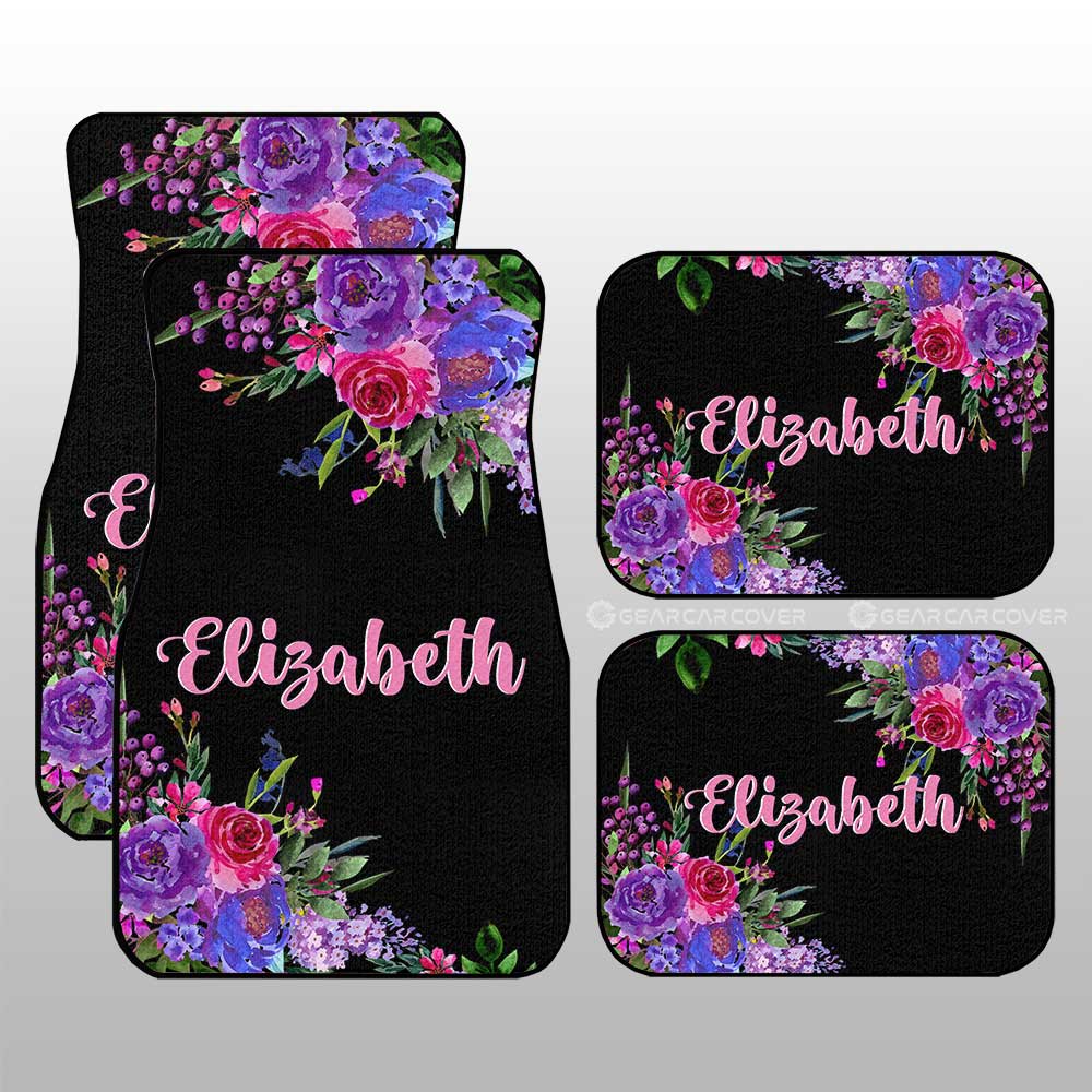 Violet Flowers Car Floor Mats Custom Personalized Name Car Accessories - Gearcarcover - 3