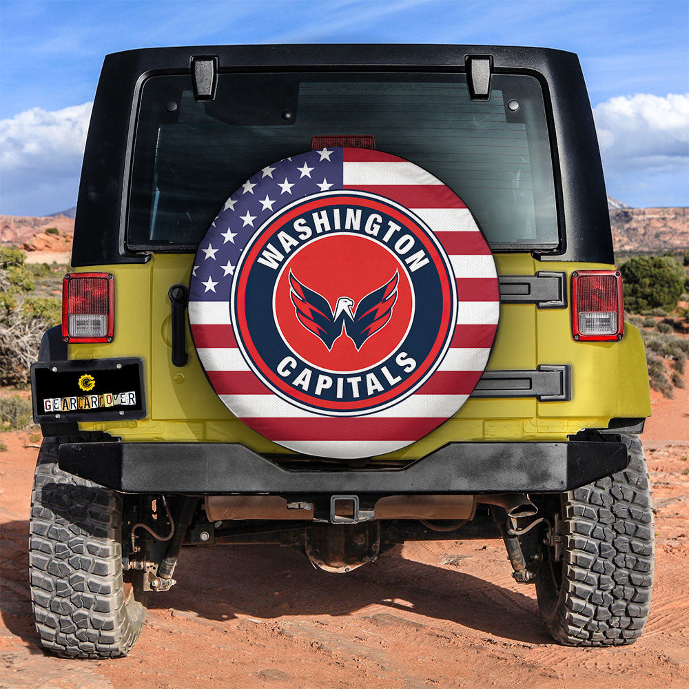 Washington Capitals Spare Tire Covers Custom US Flag Style - Gearcarcover - 2