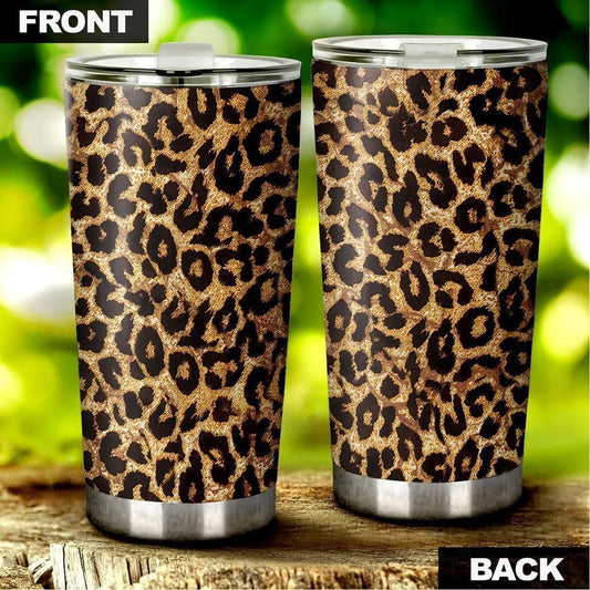 Wild Cheetah Skin Print Tumbler Cup Custom Brown Stainless Steel - Gearcarcover - 2