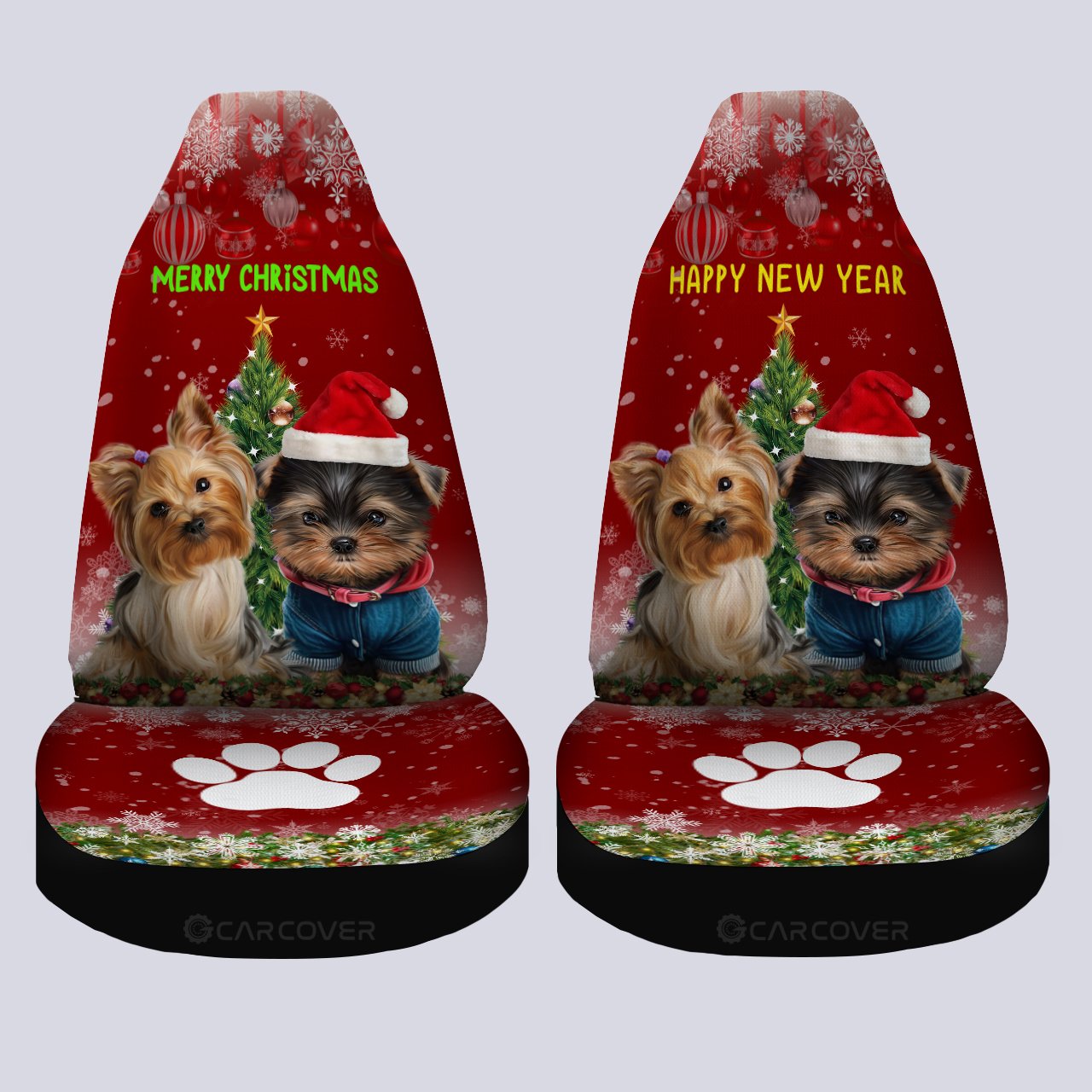 Yorkshire Terriers Dog Car Seat Covers Custom Christmas Car Interior Accessories - Gearcarcover - 4