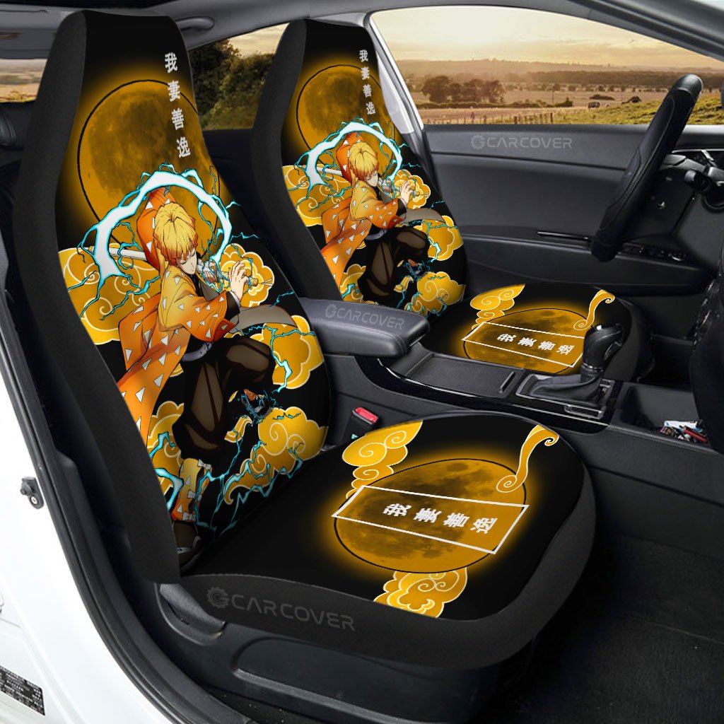 Zenitsu Thunder Breathing Car Seat Covers Custom Anime Demon Slayer Car Accessories - Gearcarcover - 1