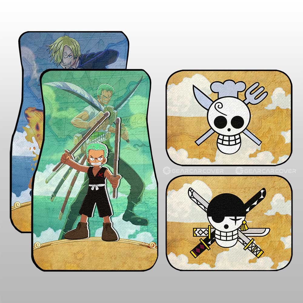 Zoro And Sanji Car Floor Mats Custom One Piece Map Car Accessories For Anime Fans - Gearcarcover - 2