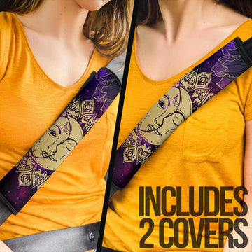 Mandala Sun and Moon Lotus Mandala Seat Belt Covers