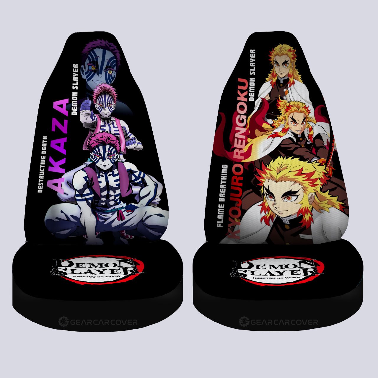 Akaza And Rengoku Car Seat Covers Custom - Gearcarcover - 4