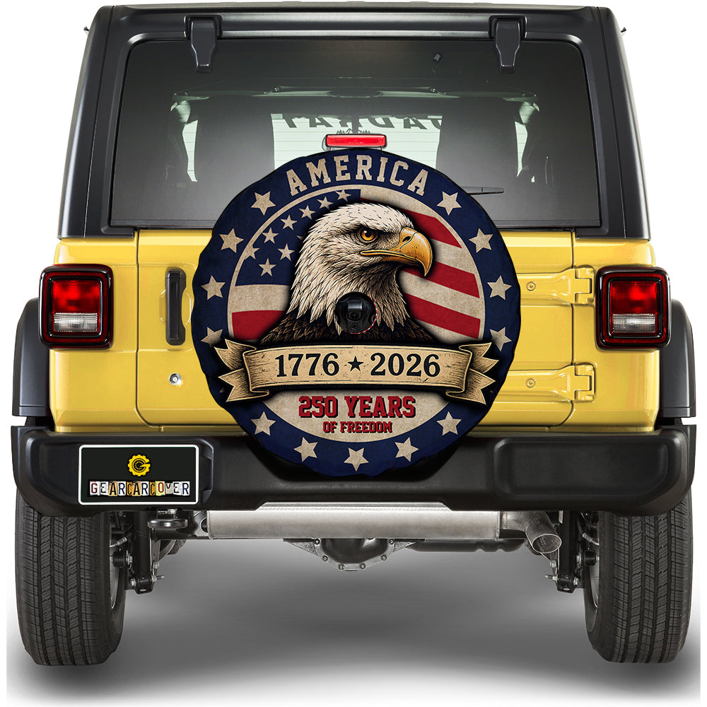 America 250 Years of Freedom Spare Tire Cover With Camera Hole - Gearcarcover - 2