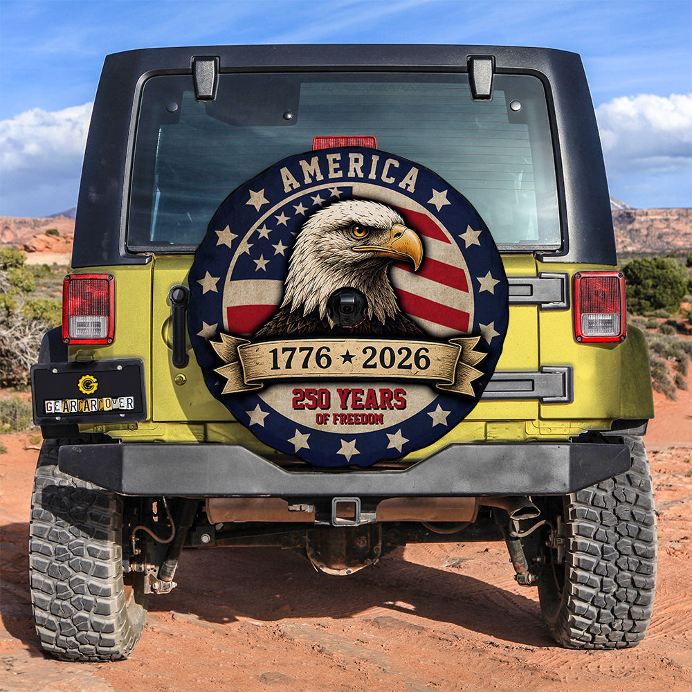 America 250 Years of Freedom Spare Tire Cover With Camera Hole - Gearcarcover - 3