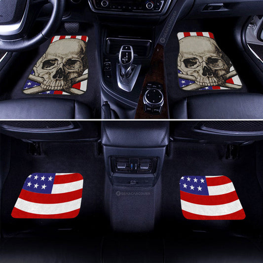 American Flag Skull Car Floor Mats Custom Car Interior Accessories - Gearcarcover - 2