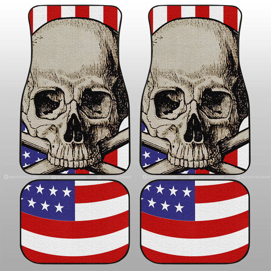American Flag Skull Car Floor Mats Custom Car Interior Accessories - Gearcarcover - 1