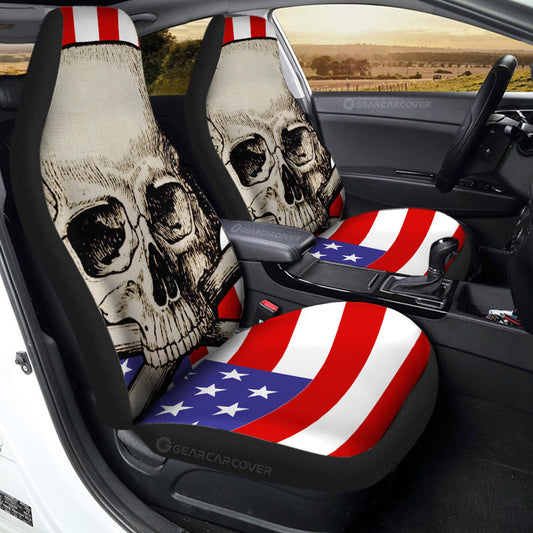 American Flag Skull Car Seat Covers Custom Car Interior Accessories - Gearcarcover - 2