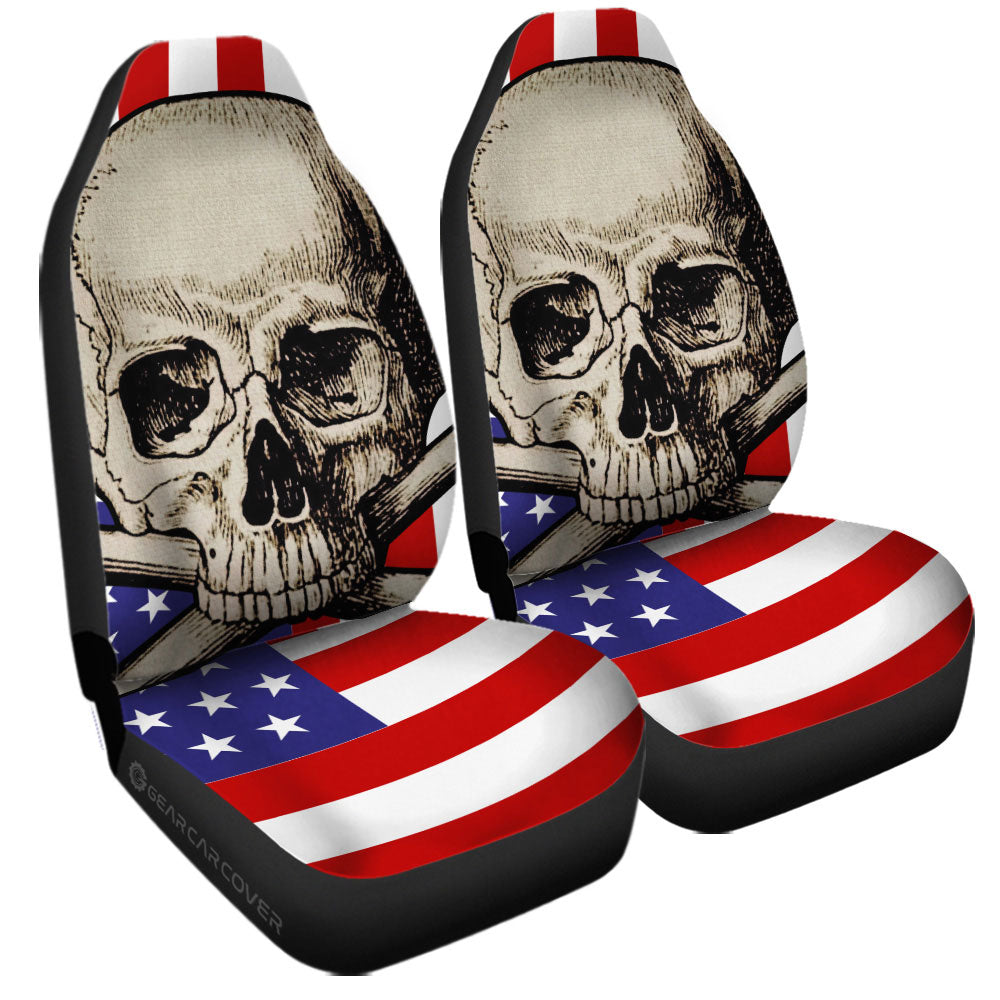 American Flag Skull Car Seat Covers Custom Car Interior Accessories - Gearcarcover - 3