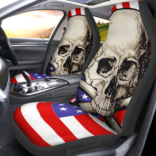 American Flag Skull Car Seat Covers Custom Car Interior Accessories - Gearcarcover - 1