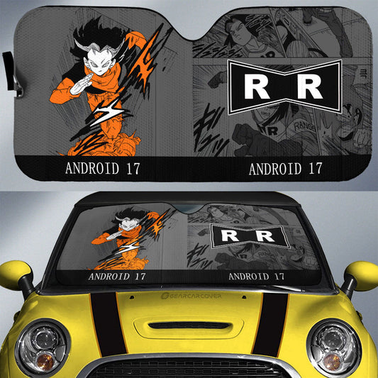 Android 17 Car Sunshade Custom Manga Color Style - Gearcarcover - 1
