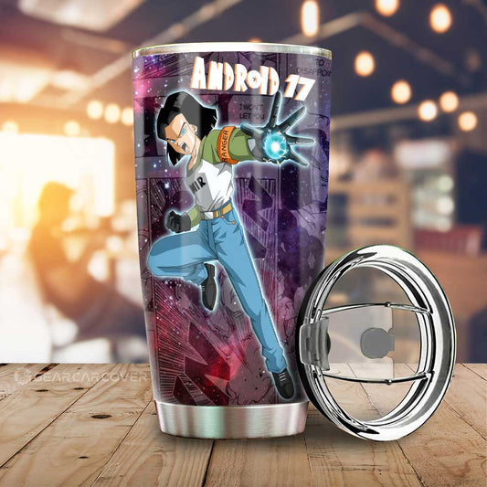 Android 17 Tumbler Cup Custom Car Accessories Manga Galaxy Style - Gearcarcover - 1