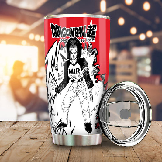 Android 17 Tumbler Cup Custom Car Accessories Manga Style For Fans - Gearcarcover - 1