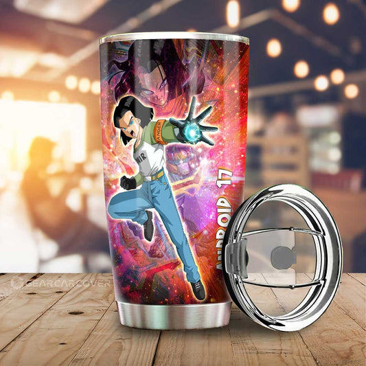 Android 17 Tumbler Cup Custom Dragon Ball Anime Car Accessories - Gearcarcover - 1