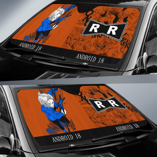 Android 18 Car Sunshade Custom Manga Color Style - Gearcarcover - 2