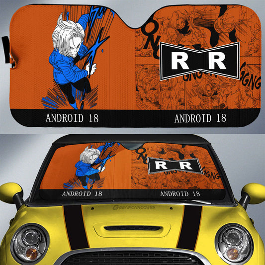 Android 18 Car Sunshade Custom Manga Color Style - Gearcarcover - 1
