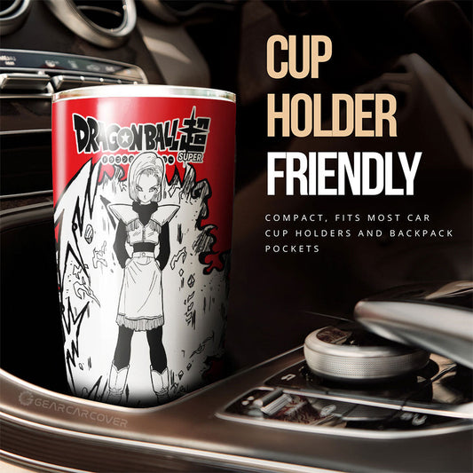 Android 18 Tumbler Cup Custom Car Accessories Manga Style For Fans - Gearcarcover - 2