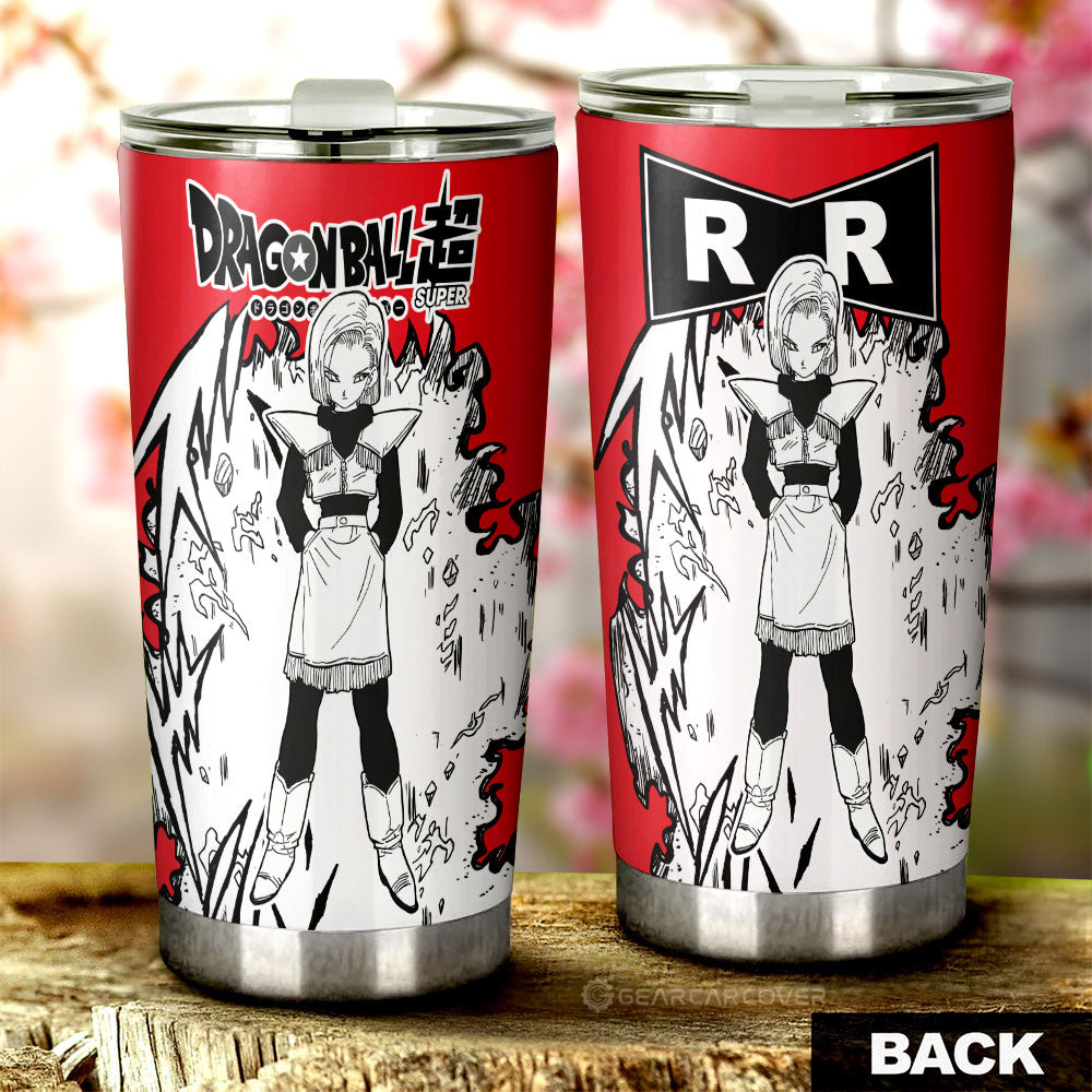 Android 18 Tumbler Cup Custom Car Accessories Manga Style For Fans - Gearcarcover - 3