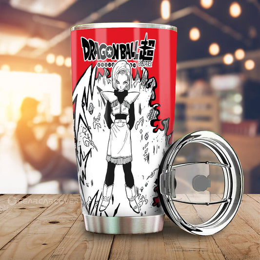 Android 18 Tumbler Cup Custom Car Accessories Manga Style For Fans - Gearcarcover - 1